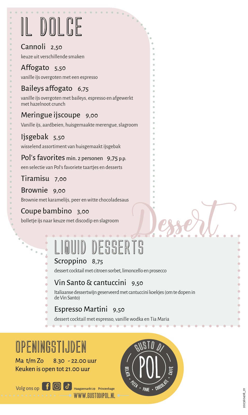 Drankenkaart Gusto di Pol in Breda